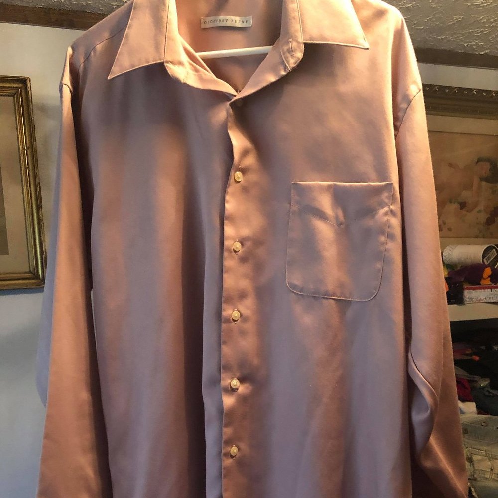 Geoffrey Beene Sateen Rose Dress Shirt Men